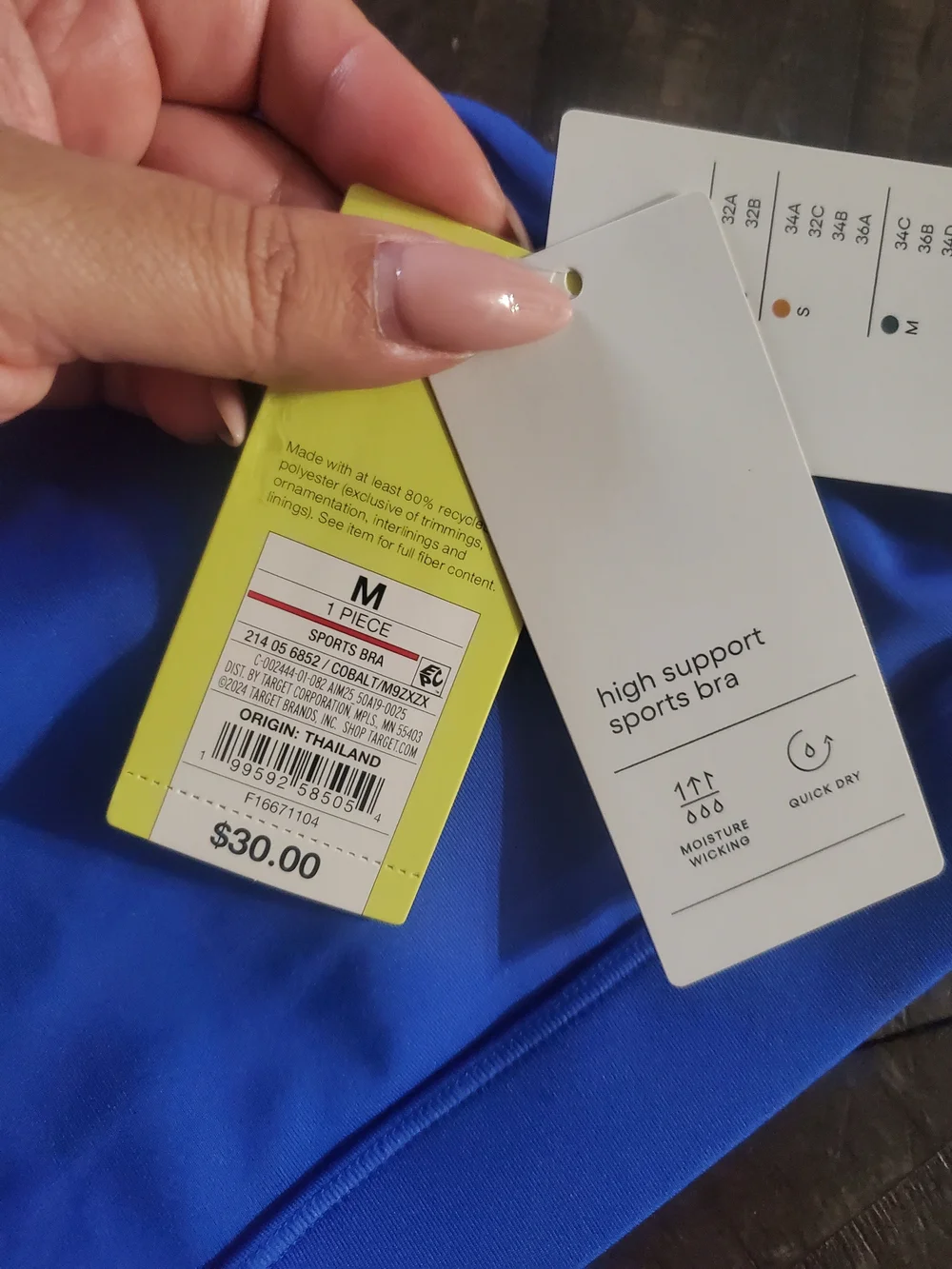 all in motion Royal Blue Support Crop Sports Bra
